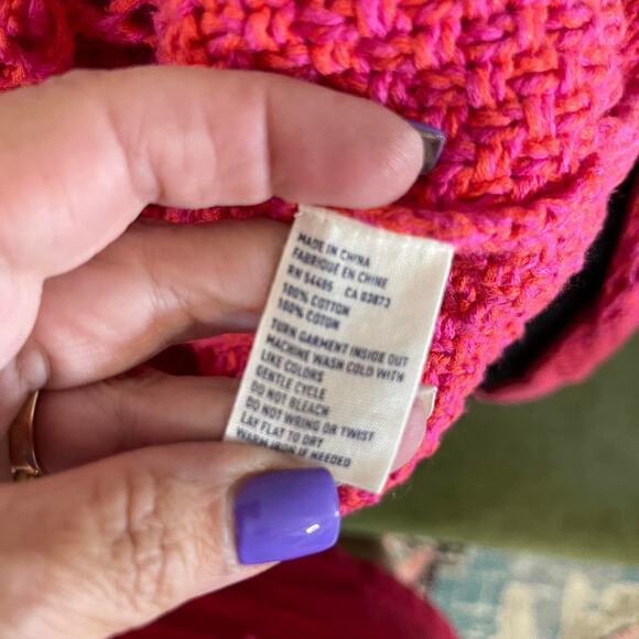 American Eagle chunky knit sweater women's size large pink fuchsia and orange - Picture 7 of 14
